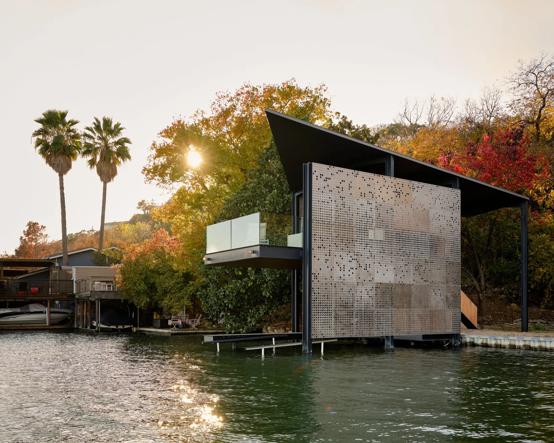 Sunset, Filtered Frame Dock by Risinger Build, Austin, TX