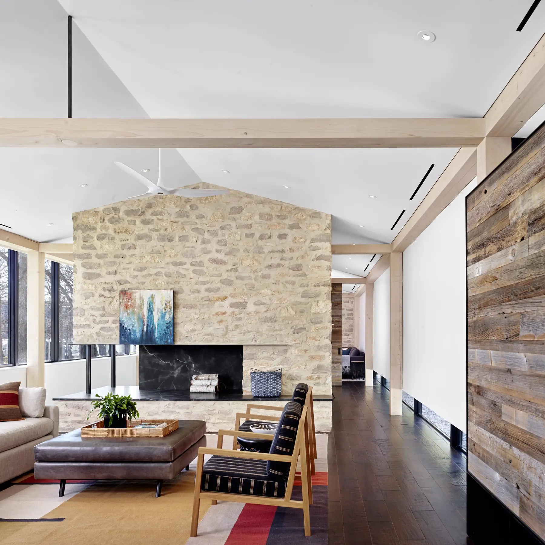 Living fireplace, Modern Texas Prefab by Risinger Build, Austin, TX