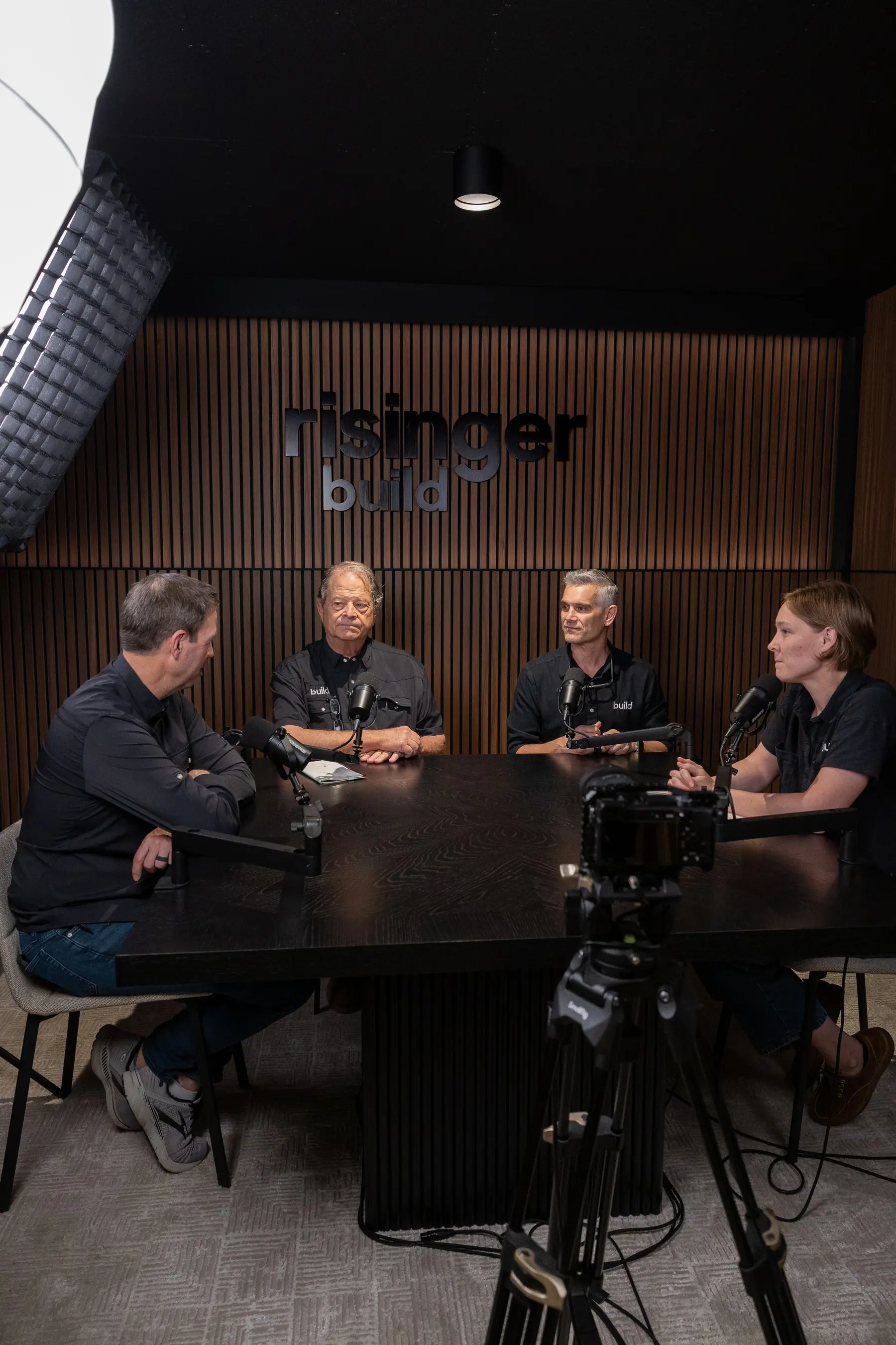 The Work in Process podcast studio at the Risinger Build office